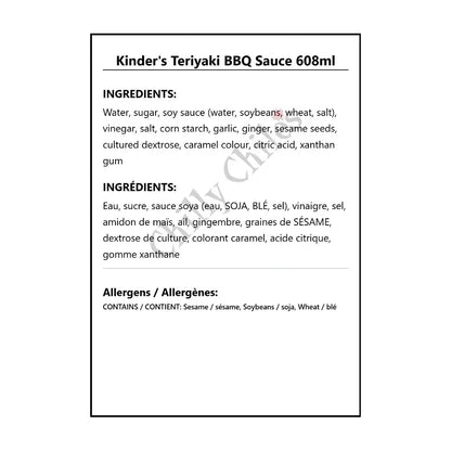 Kinder’s Teriyaki BBQ Sauce 608ml - BBQ Sauce
