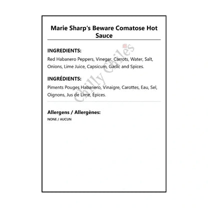 Marie Sharp’s Beware Comatose Hot Sauce - Hot Sauce