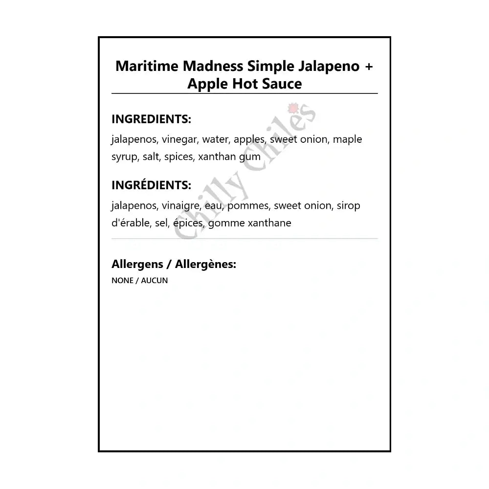 Maritime Madness Simple Jalapeno + Apple Hot Sauce - Hot Sauce