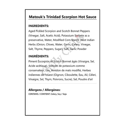 Matouk’s Trinidad Scorpion Hot Sauce - Hot Sauce