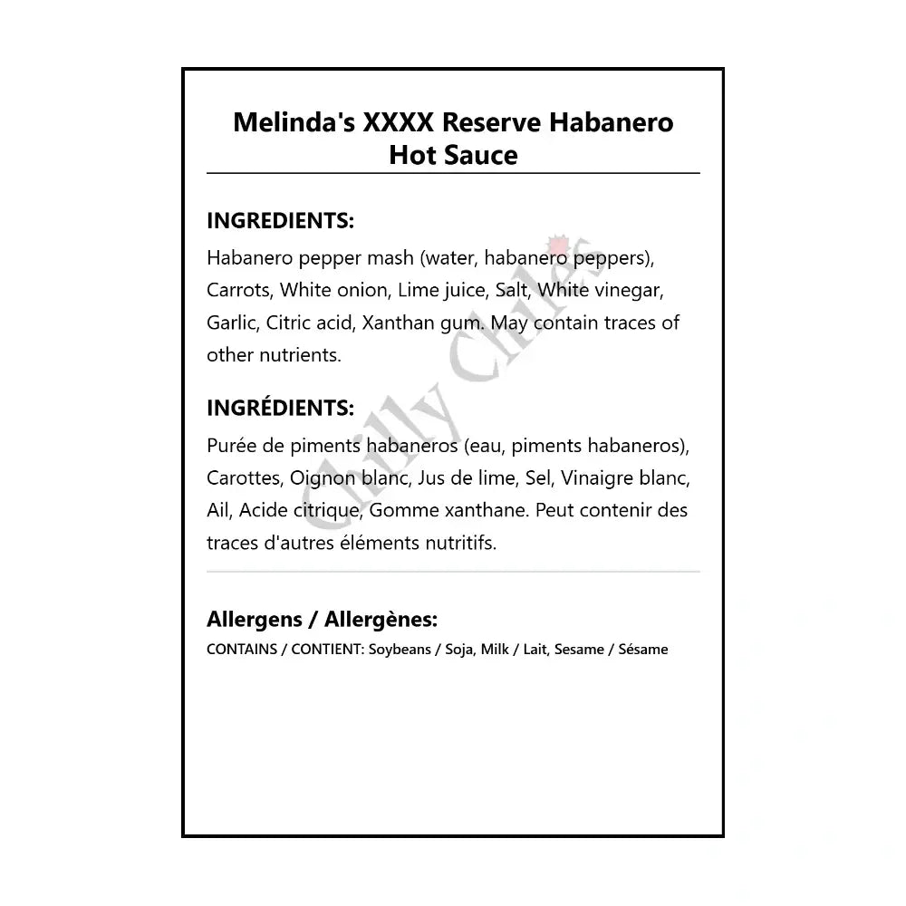 Melinda’s XXXX Reserve Habanero Hot Sauce - Hot Sauce