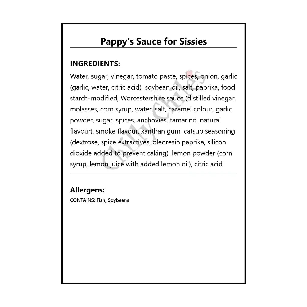 Pappy’s Sauce for Sissies - BBQ Sauce