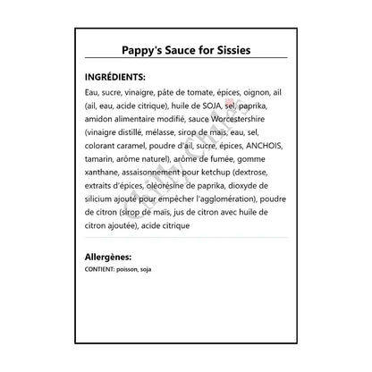 Pappy’s Sauce for Sissies - BBQ Sauce