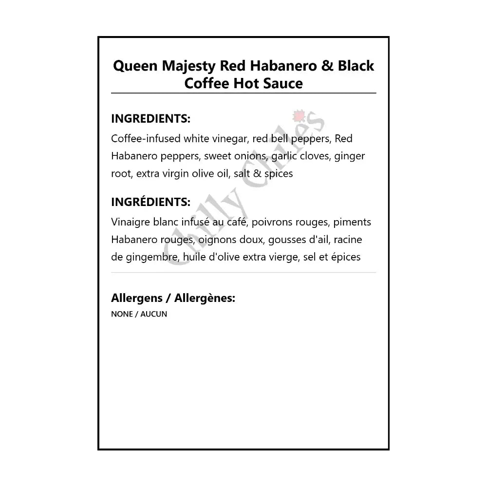 Queen Majesty Red Habanero & Black Coffee Hot Sauce - Hot Sauce