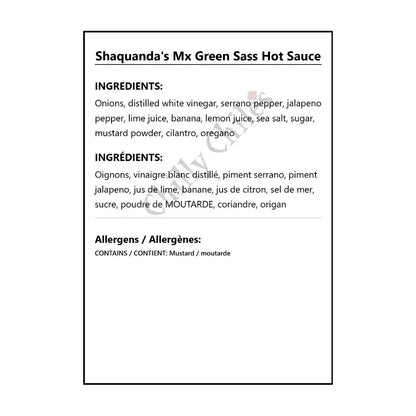 Shaquanda’s Mx Green Sass Hot Sauce - Hot Sauce