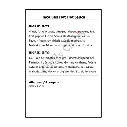 Taco Bell Hot Hot Sauce - Hot Sauce