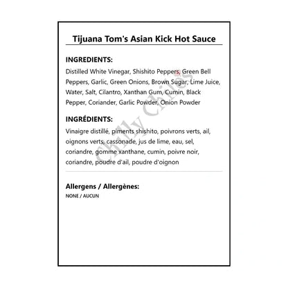 Tijuana Tom’s Asian Kick Hot Sauce - Hot Sauce
